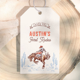 First Rodeo Cowboy 1st Birthday Thank You Gift Tags