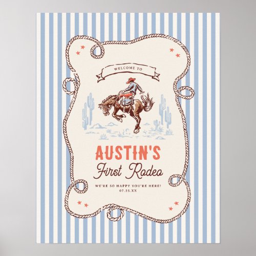 First Rodeo Cowboy 1st Birthday Welcome Sign