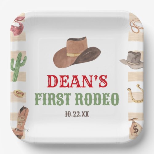 First Rodeo Cowboy 1st First Birthday Party Paper Plates