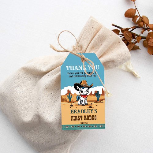 First Rodeo cowboy baby horse birthday party favor Gift Tags