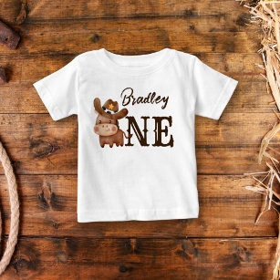 First rodeo cowboy baby horse personalized baby T-Shirt