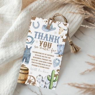 First Rodeo Cowboy Birthday Favor Tag