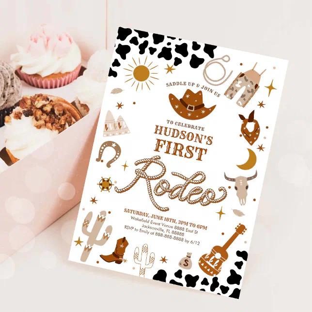 First Rodeo Cowboy Birthday Invitation | Zazzle