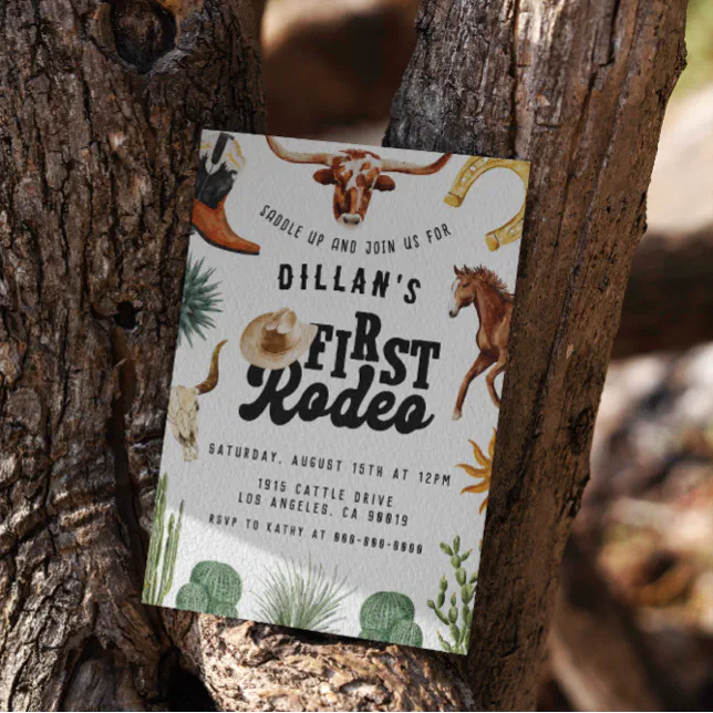 First Rodeo Cowboy Birthday Invitation | Zazzle
