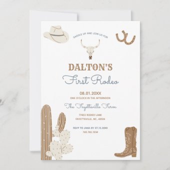 First Rodeo Cowboy Birthday Party Invitation | Zazzle