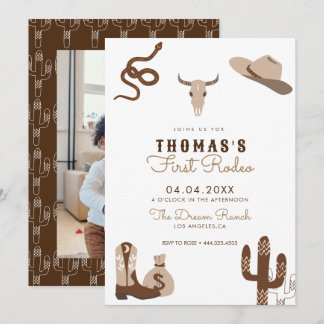 First Rodeo Cowboy Birthday Party Invitation