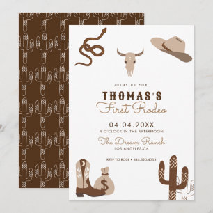 First Rodeo Cowboy Birthday Party Invitation