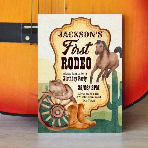 First rodeo cowboy birthday party invitation