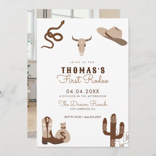 First Rodeo Cowboy Birthday Party Invitation