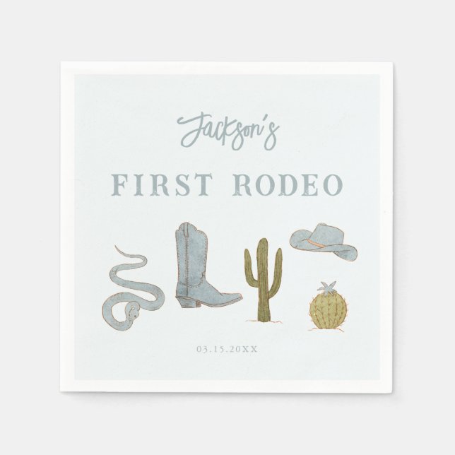 First Rodeo Cowboy Birthday Party Napkins (Front)
