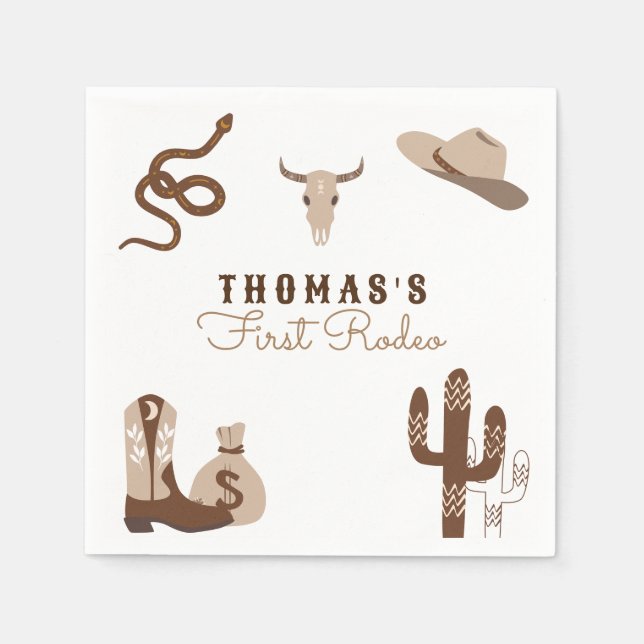 First Rodeo Cowboy Birthday Party  Napkins (Front)