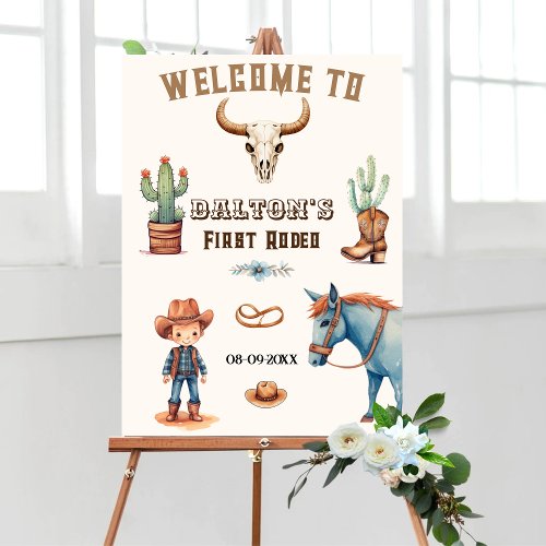 First Rodeo Cowboy Birthday Party Welcome Poster