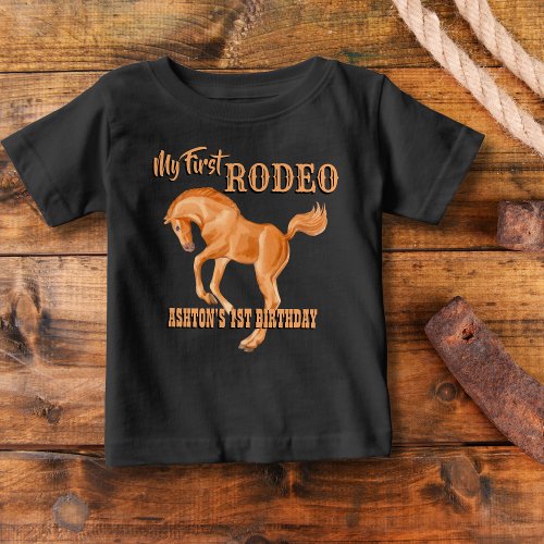 First rodeo cowboy birthday personalized baby T_Shirt