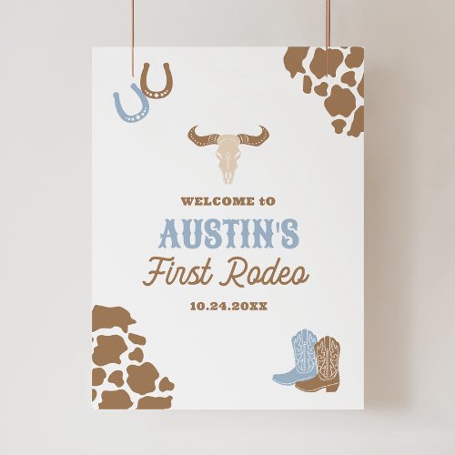 First Rodeo Cowboy Birthday Welcome Sign