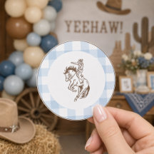 First Rodeo Cowboy Blue Gingham Preppy