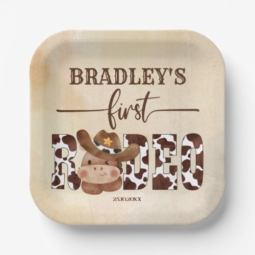First rodeo cowboy cute horse birthday tableware paper plates