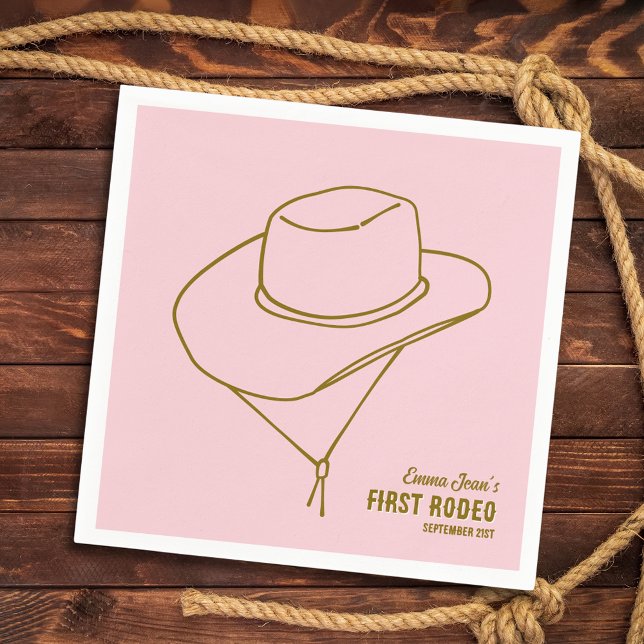 First Rodeo Cowboy Hat Pink 1st Birthday Napkins (First Rodeo Cowboy Hat Pink 1st Birthday Napkins
)