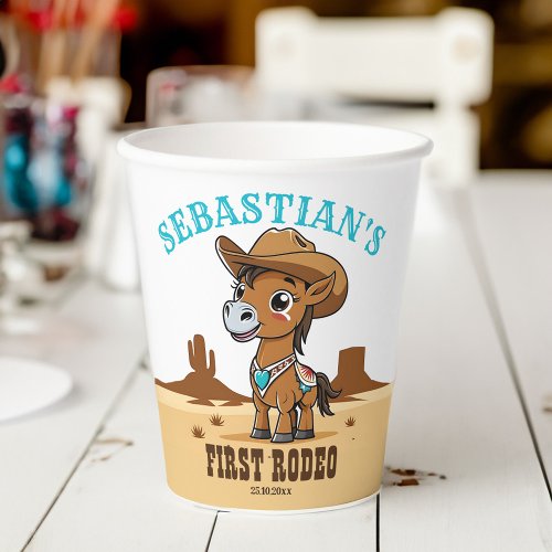 First Rodeo cowboy horse birthday party tableware Paper Cups