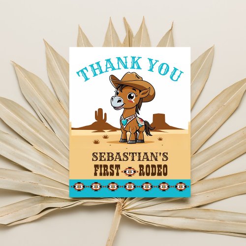 First Rodeo cowboy horse birthday thank you card