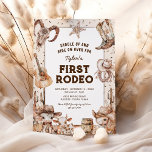 First Rodeo Cowboy Kids 1st Birthday Invitations<br><div class="desc">Capture the lively spirit of the Wild West with our first birthday invitations! Personalize a charming desert scene adorned with confetti,  horses,  cows,  and iconic cowboy items. It's your little one's first rodeo,  and trust us,  these invitations will make it unforgettable.</div>
