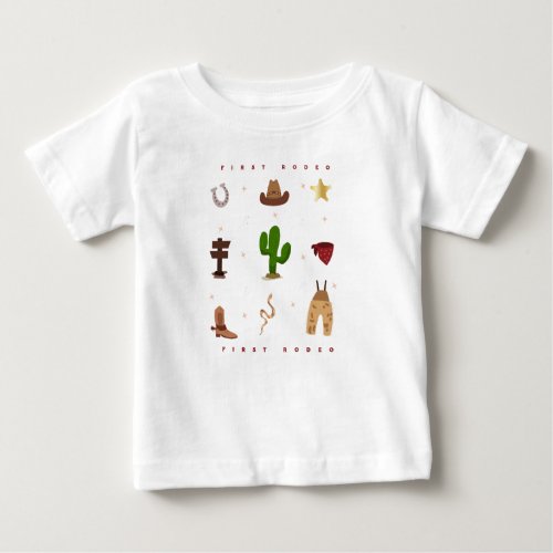 First Rodeo Cowboy Kids Birthday Baby T_Shirt