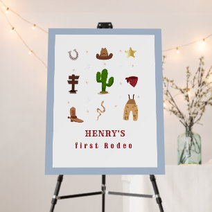 First Rodeo Cowboy Kids birthday Invitation Foam Board