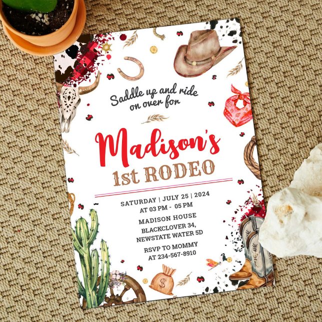 First Rodeo Cowboy Party Invitation (First Rodeo Cowboy Party Invitation)