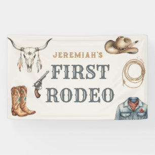 First Rodeo Cowboy Terracotta 1st Birthday Banner