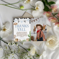 First Rodeo Cowboy Thank You Card Photo