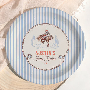 First Rodeo Cowboy Vintage 1st Birthday Paper Plates