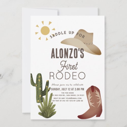 First Rodeo Cowboy Western 1st Birthday Invitation
