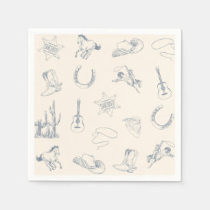First Rodeo Cowboy Western Birthday Blue Neutral Napkins