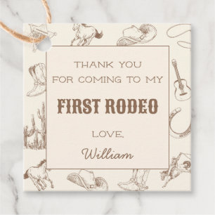 First Rodeo Cowboy Western Birthday Thank You Tag