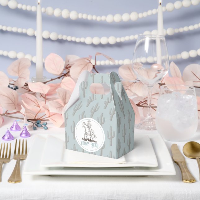 First Rodeo Cowboy Western Blue 1st Birthday Favor Boxes (Wedding)