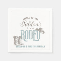 First Rodeo Cowboy Western Blue 1st Birthday