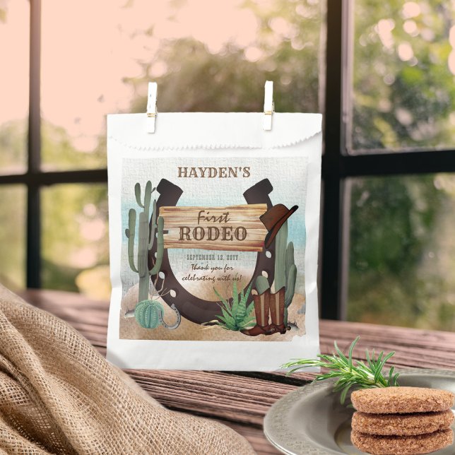 First Rodeo Cowboy Western Boy 1st Birthday Party Favor Bag (Creator Uploaded)