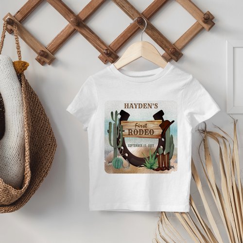 First Rodeo Cowboy Western Boy 1st Birthday Party Toddler T_shirt