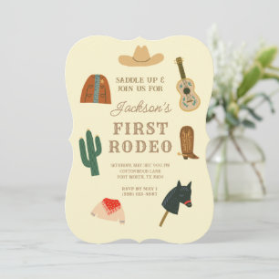 First Rodeo Cowboy Western First Birthday Invitation