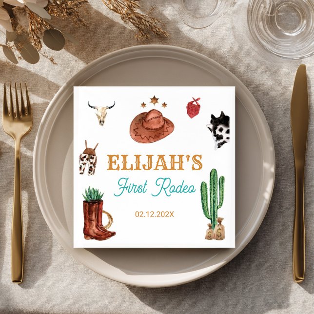 First Rodeo Cowboy Wild West Birthday Napkins (Creator Uploaded)