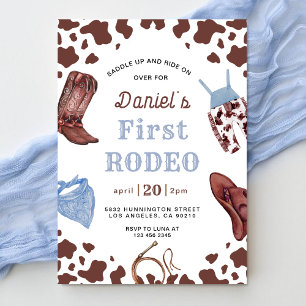 first Rodeo Cowboy Wild Western first Birthday  Invitation