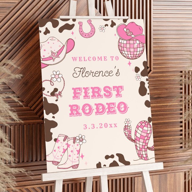 First Rodeo Cowgirl 1st Birthday party Welcome Foam Board (Creator Uploaded)