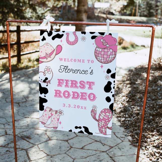 First Rodeo Cowgirl 1st Birthday party Welcome Foam Board (Creator Uploaded)