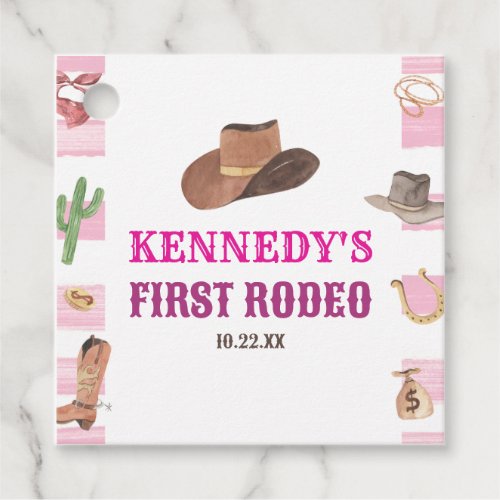 First Rodeo Cowgirl 1st First Birthday Party Favor Tags