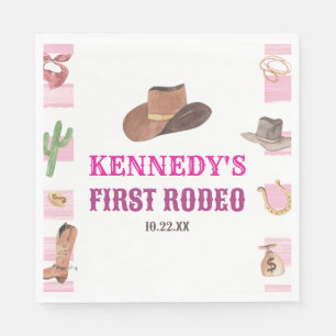 First Rodeo Cowgirl 1st First Birthday Party Napkins