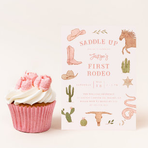 First Rodeo Cowgirl Birthday Party Invitation