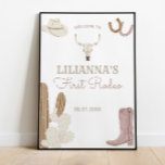 First Rodeo Cowgirl Birthday Party Welcome Poster at Zazzle
