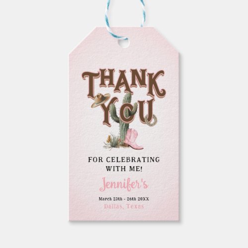 First Rodeo Cowgirl Birthday Thank you Gift Tags