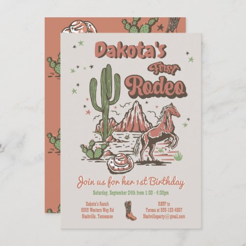 First Rodeo Cowgirl Cowboy Birthday Invitation