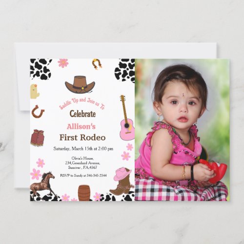 First Rodeo cowgirl first birthday party Invitation