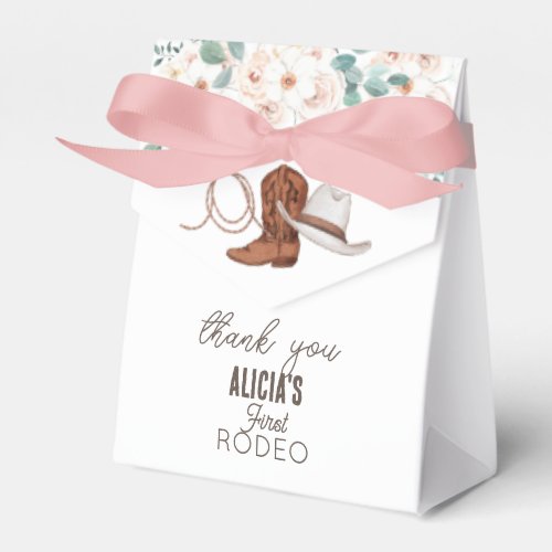 First Rodeo Cowgirl Western Floral 1st Birthday Favor Boxes